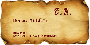 Boros Milán névjegykártya